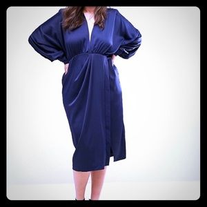 ASOS CURVE Shoulder Pad Long Sleeve Midi Dress